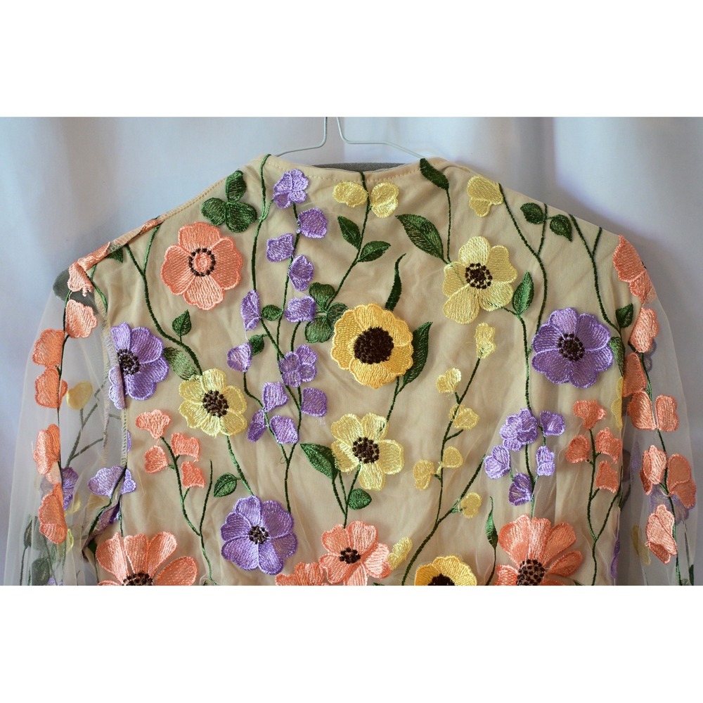 Heidi Floral Embroidered Mesh Mini Dress - Picture 3 of 8